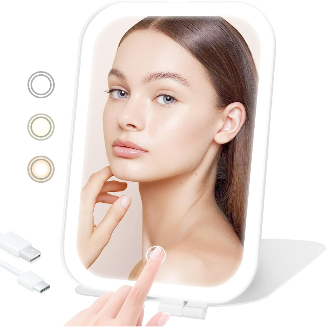 Espejo de maquillaje con luz LED 3 tonos