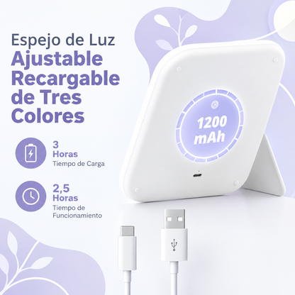 Espejo de maquillaje con luz LED 3 tonos
